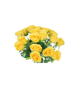 Yellow Rose Bush 18 Head 47cm