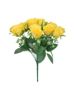 Yellow Rose Bush 18 Head 47cm