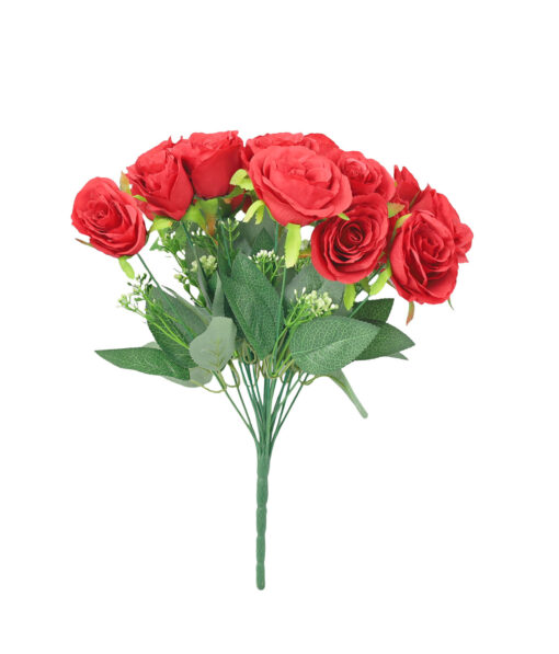 Red Rose Bush 18 Head 47cm