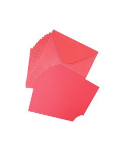 Red Small Pearlised Cards & Envelopes Set 12pc