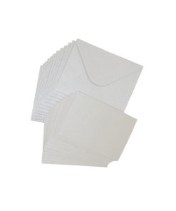 Silver Small Pearlised Cards & Envelopes Set 12pc