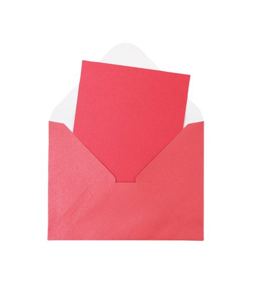 Red Pearlised Cards & Envelopes Set 12pc