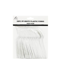 White PP Reusable Forks 50pc