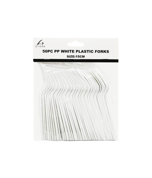 White PP Reusable Forks 50pc
