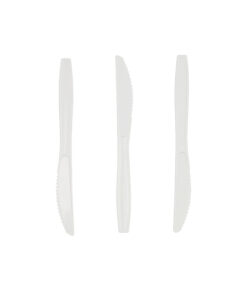 White PP Reusable Knives 50pc 15.5cm