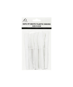 White PP Reusable Knives 50pc 15.5cm