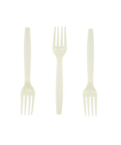 Cream PP Reusable Forks 50pc