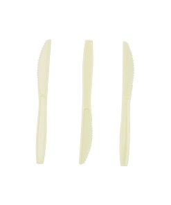 Cream PP Reusable Knives 50pc 15.5cm