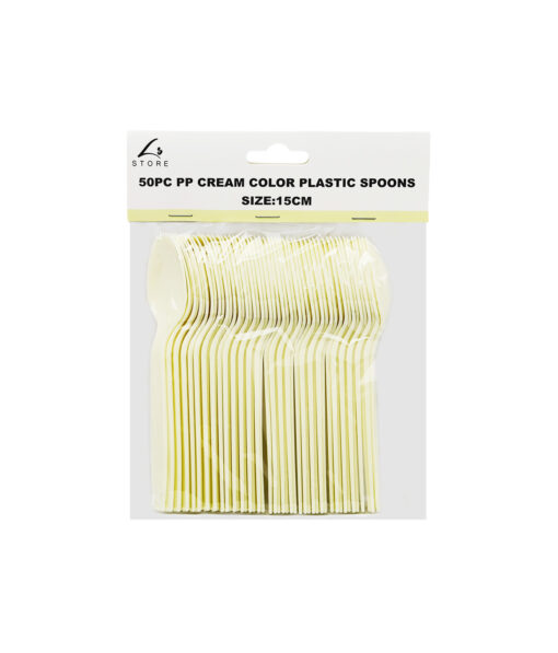 Cream PP Reusable Spoons 50pc