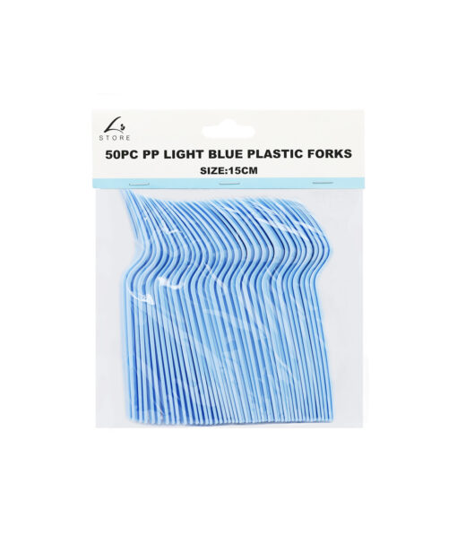 Light Blue PP Reusable Forks 50pc
