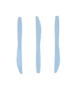 Light Blue PP Reusable Knives 50pc 15.5cm