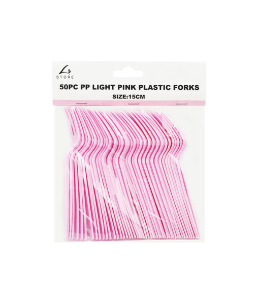 Light Pink PP Reusable Forks 50pc