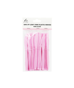 Light Pink PP Reusable Knives 50pc 15.5cm