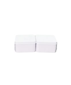 White Square Craft Tin Box 2pc 6cm