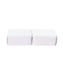 White Square Craft Tin Box 2pc 8cm