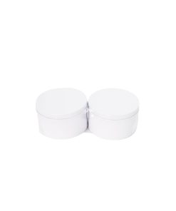 White Round Craft Tin Box 2pc 7.5cm