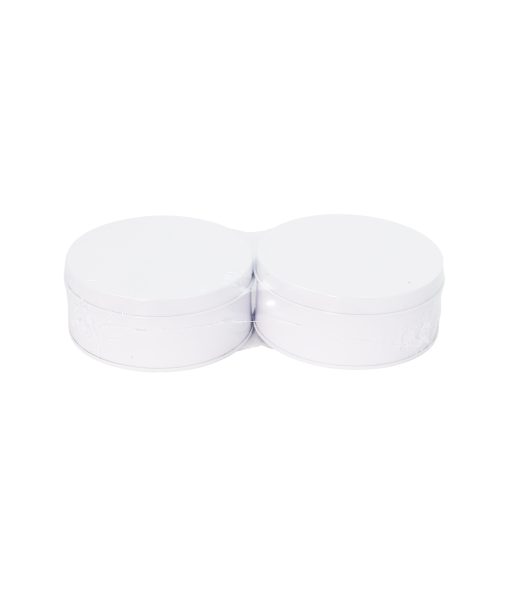 White Round Craft Tin Box 2pc 10cm