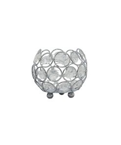 Silver Crystal Glass Ball Candle Cup 8 x 6.5cm