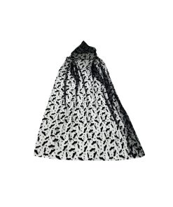 black head veil with bat design print