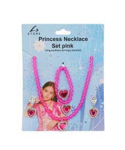 Pink Princess Necklace Set Necklace, Earrings, Ring, and Bracelet