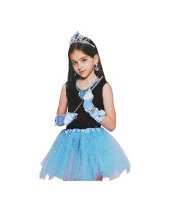 Blue Princess Set Wand, Gloves, Tutu Skirt, Necklace, Crown, Earrings, Ring, and Bracelet