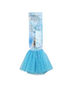 Blue Princess Set Wand, Gloves, Tutu Skirt, Necklace, Crown, Earrings, Ring, and Bracelet