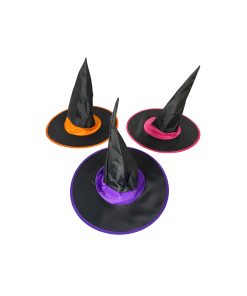 black witch hat assorted with colour brim trim