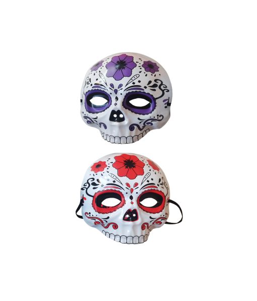 day of the dead plastic mask with flower pattern print