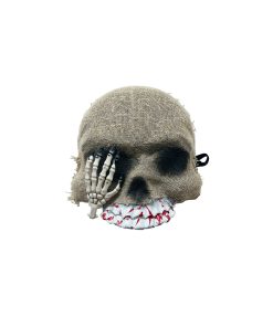 skeleton bone hand on skull half mask