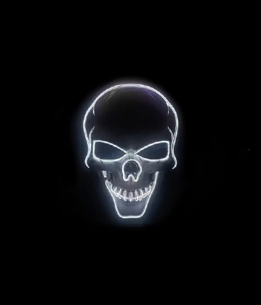 light up skull mask in white led light