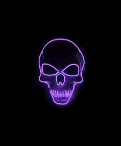 light up skull mask in purple led light