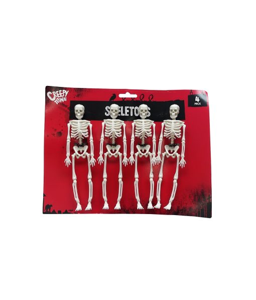 mini skeleton halloween decorations in a pack of 4