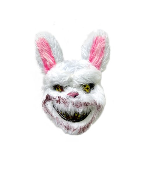 scary white fluffy bunny halloween mask