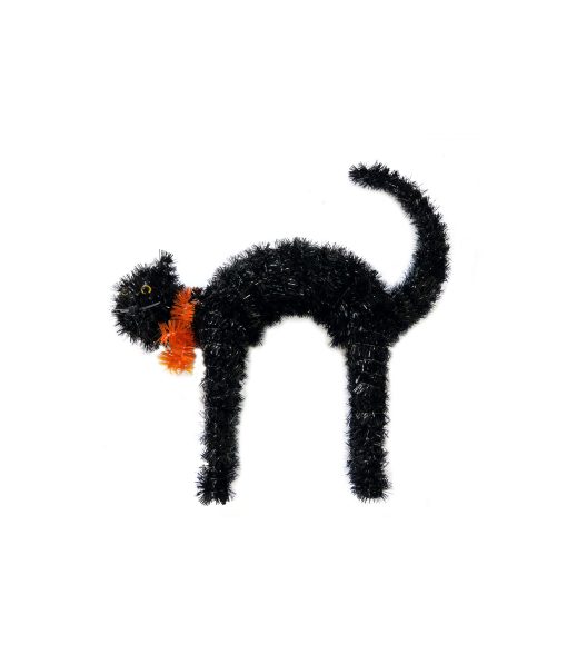 black cat tinsel halloween decoration