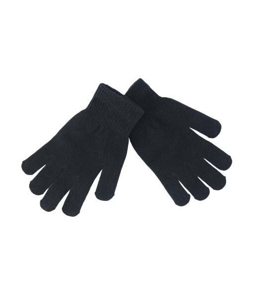 Black Winter Knitted Gloves Adults 19x13cm