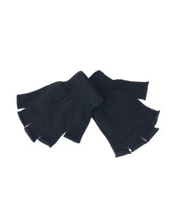 Black Winter Knitted Half Finger Gloves Kids 13x10cm
