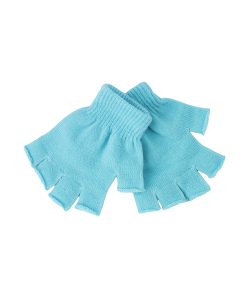 Light Blue Winter Knitted Half Finger Gloves Kids 13x10cm