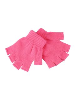 Light Pink Winter Knitted Half Finger Gloves Kids 13x10cm