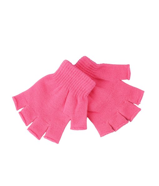 Light Pink Winter Knitted Half Finger Gloves Kids 13x10cm