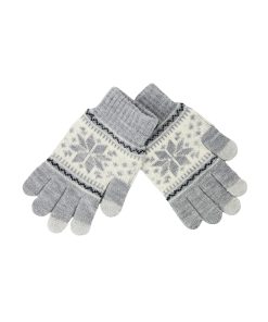 Grey&White Winter Knitted Touch Screen Gloves Adults 19.5x11.5cm