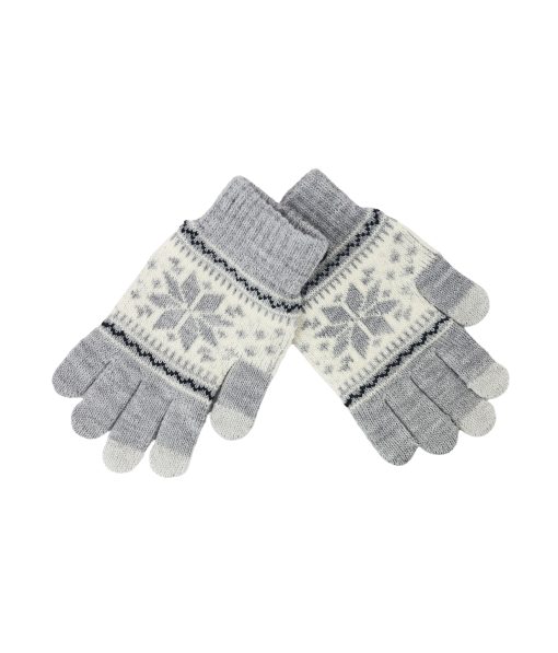 Grey&White Winter Knitted Touch Screen Gloves Adults 19.5x11.5cm
