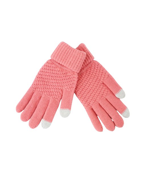 Pink&Grey Winter Knitted Touch Screen Gloves Adults 22.5x11cm