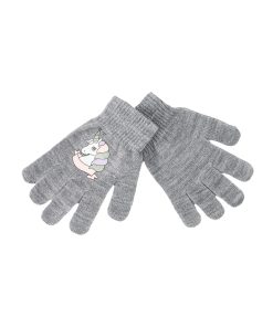 Grey Winter Knitted Gloves Kids 16x11cm