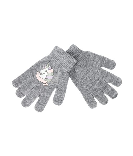 Grey Winter Knitted Gloves Kids 16x11cm