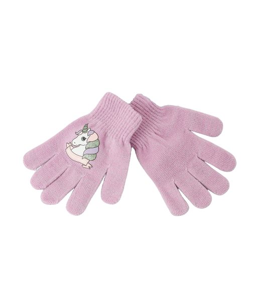 Pink Winter Knitted Gloves Kids 16x11cm