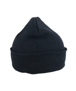 Black Winter Beanie Hat Adults 18x21cm