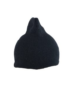 Black Winter Beanie Hat Kids 17x18.5cm