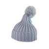 Grey Winter Beanie Hat With Pom Adults