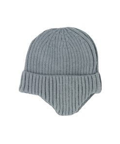 Grey Winter Knitted Ear Protection Beanie Hat Kids