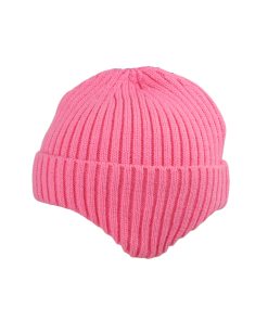 Pink Winter Knitted Ear Protection Beanie Hat Kids